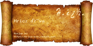 Hricz Éva névjegykártya
